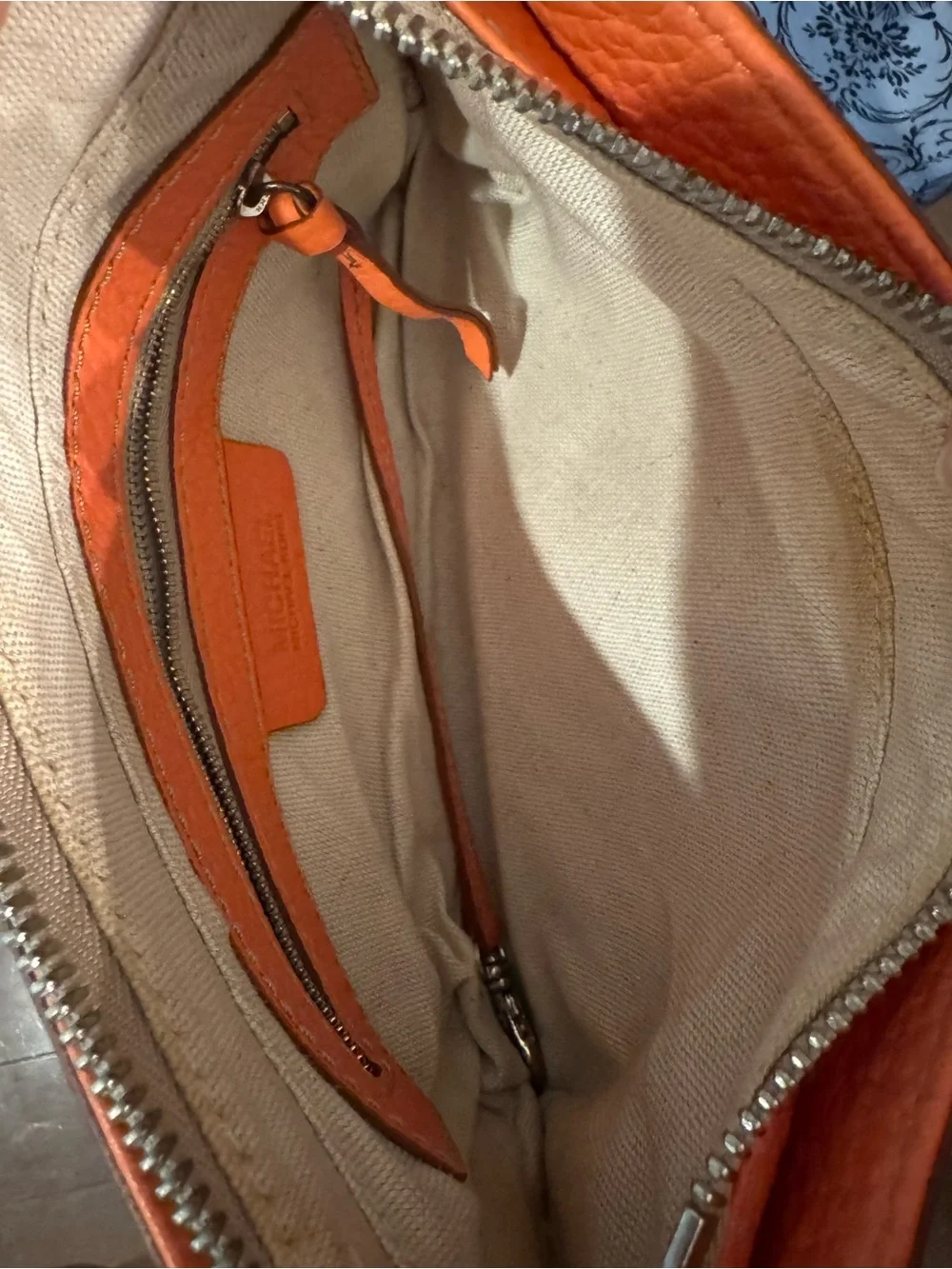Michael Kors Orange Pebbled Leather Shoulder Bag